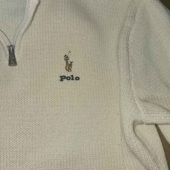 Polo Ralph Lauren Boys L 14-16 Half Zip Ivory With Pouch Great Condition $50obo - Picture 2 of 6